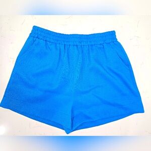 ENTRO Blue Elastic Waist  W/ Pockets Polyester & Spandex Womens Shorts Size L